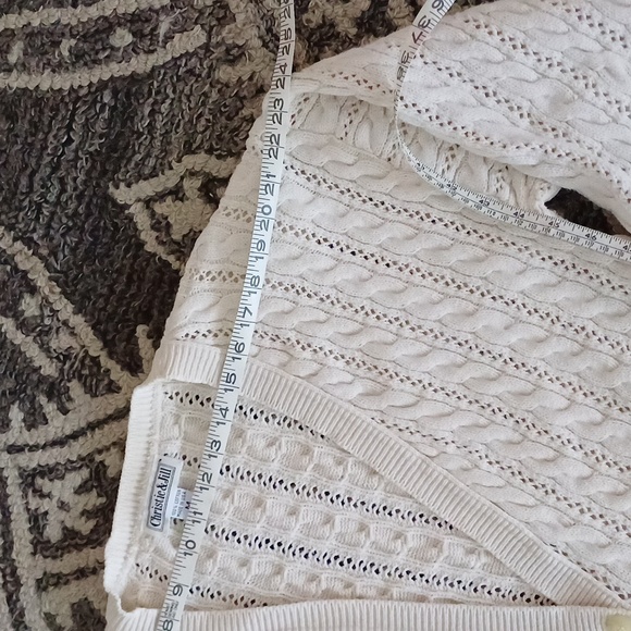 🔥🔥🔥Christie & Jill vintage cableknit V-neck cream cardigan M - Picture 12 of 14